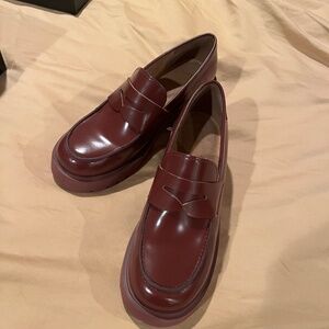 Camper Milah Loafers, Burgundy, 2 in heel, Size 39